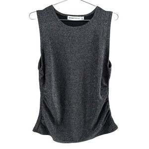 REBECCA MINKOFF‎ Shimmer Metallic Tank Top • Large • silver, black